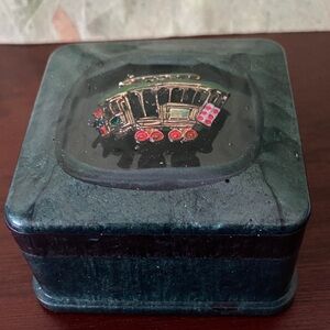Green Trinket Box with Trolley Design